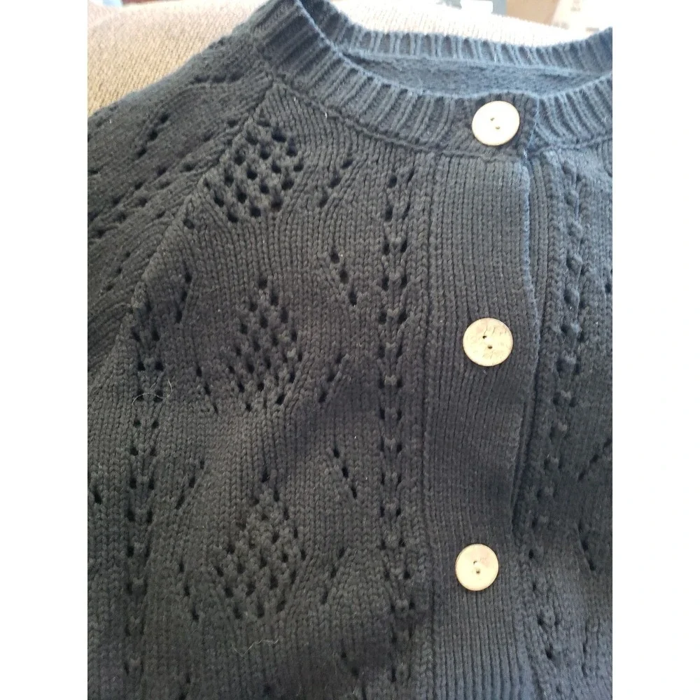 Cardigan Womans Button Front‎ Swester Size Small Black